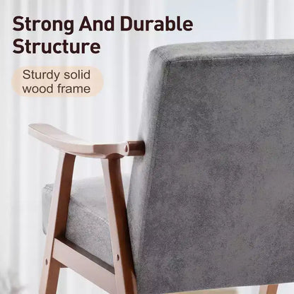 Fauteuil d'appoint du milieu du siècle, cadre en bois d'hévéa massif, dossier extra-épais, capacité de 136 kg