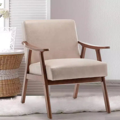Fauteuil d'appoint du milieu du siècle, cadre en bois d'hévéa massif, dossier extra-épais, capacité de 136 kg