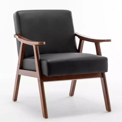 Fauteuil d'appoint du milieu du siècle, cadre en bois d'hévéa massif, dossier extra-épais, capacité de 136 kg
