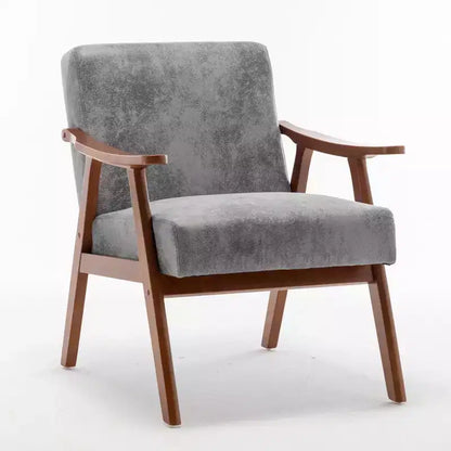 Fauteuil d'appoint du milieu du siècle, cadre en bois d'hévéa massif, dossier extra-épais, capacité de 136 kg