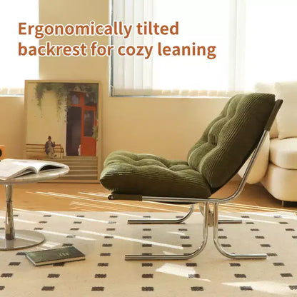 Fauteuil d'appoint moderne surdimensionné et rembourré avec cadre en métal, capacité de 158 kg, sans accoudoirs