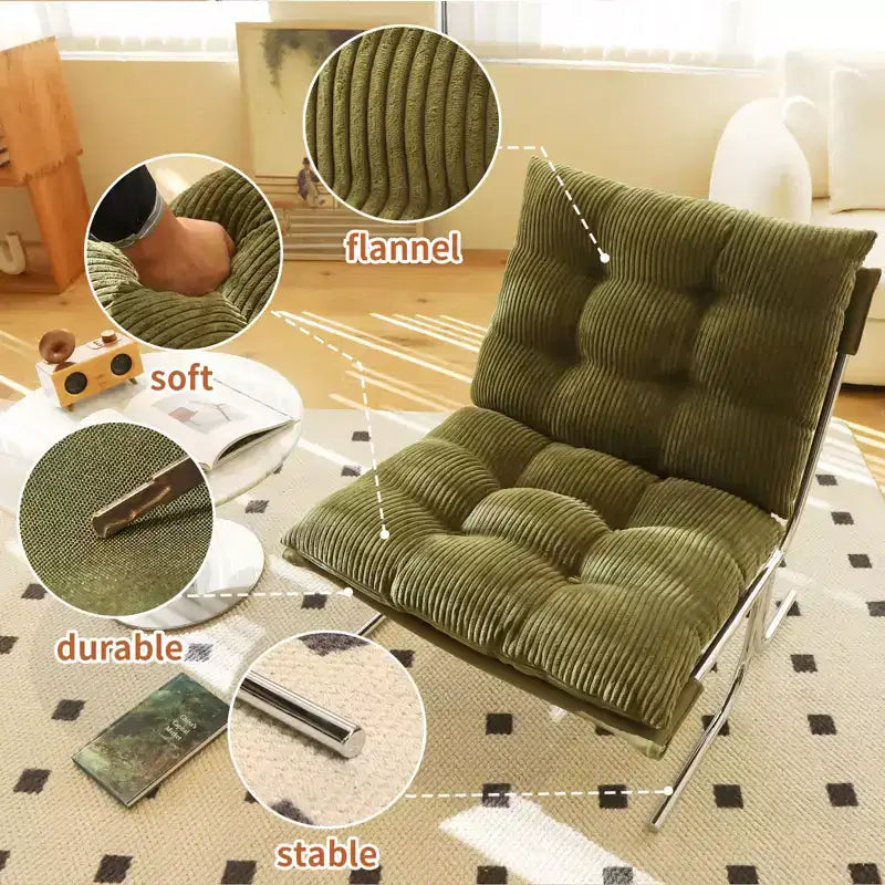 Fauteuil d'appoint moderne surdimensionné et rembourré avec cadre en métal, capacité de 158 kg, sans accoudoirs