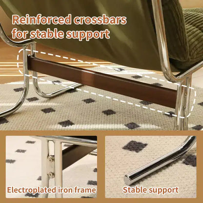 Fauteuil d'appoint moderne surdimensionné et rembourré avec cadre en métal, capacité de 158 kg, sans accoudoirs