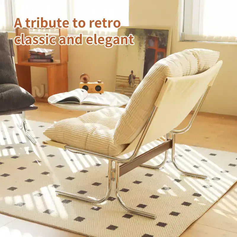 Fauteuil d'appoint moderne surdimensionné et rembourré avec cadre en métal, capacité de 158 kg, sans accoudoirs