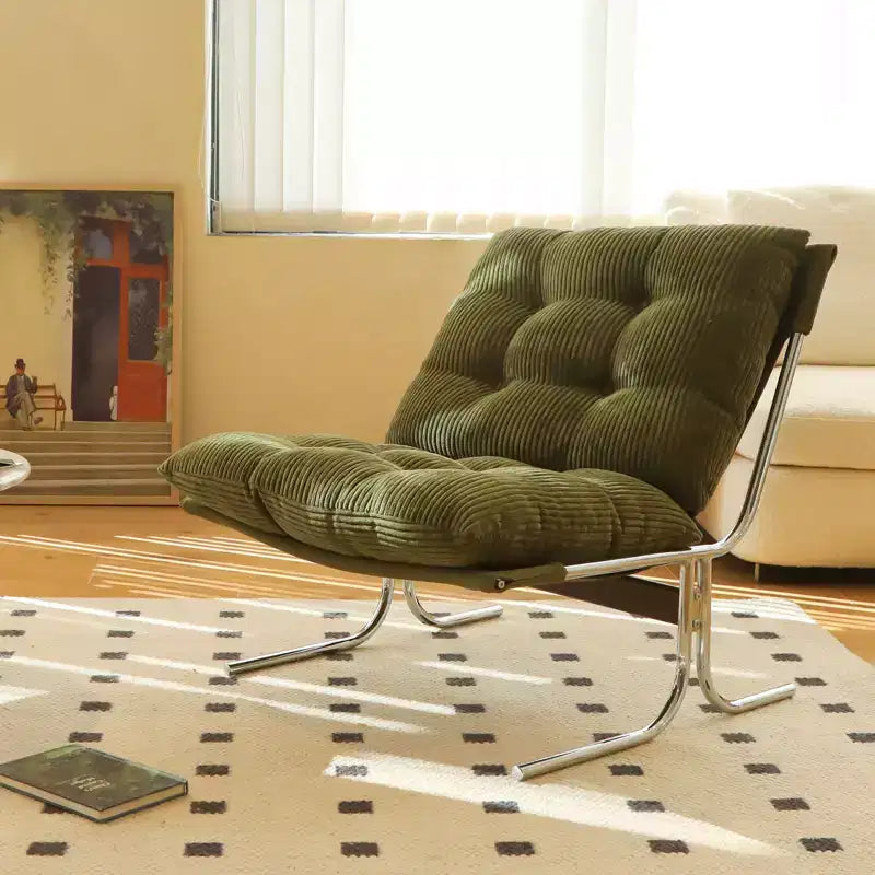 Fauteuil d'appoint moderne surdimensionné et rembourré avec cadre en métal, capacité de 158 kg, sans accoudoirs
