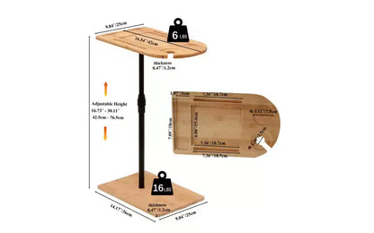 Table d'appoint en forme de C à hauteur réglable, support d'appareil 360 et fente pour verre à vin, 16,7-30,1"