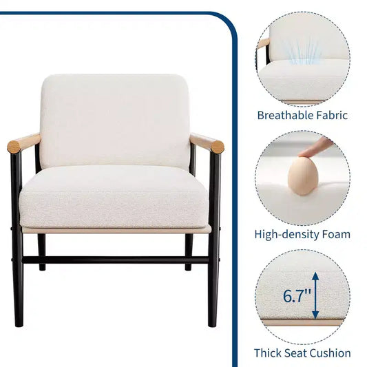 Fauteuil d'appoint du milieu du siècle, Rembourré, Coussins épais, Structure en fer, Capacité de 136 kg