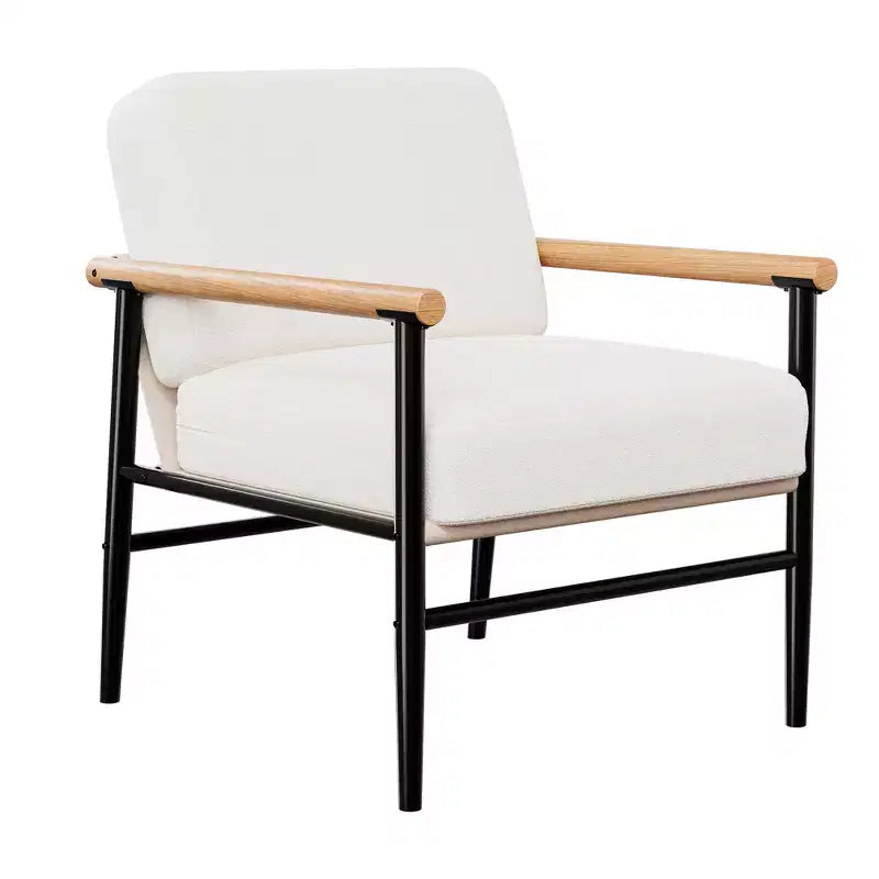 Fauteuil d'appoint du milieu du siècle, Rembourré, Coussins épais, Structure en fer, Capacité de 136 kg