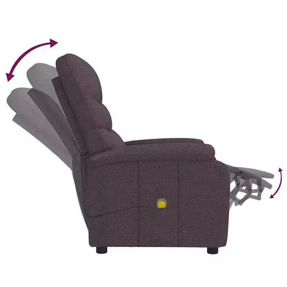 Fauteuil inclinable de massage en tissu marron foncé avec 6 points de vibration, USB et télécommande, garantie de 2 ans