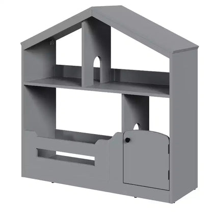 Bibliothèque enfant à 2 étages avec lumière à détecteur de mouvement, organisateur de rangement pour jouets en forme de maison