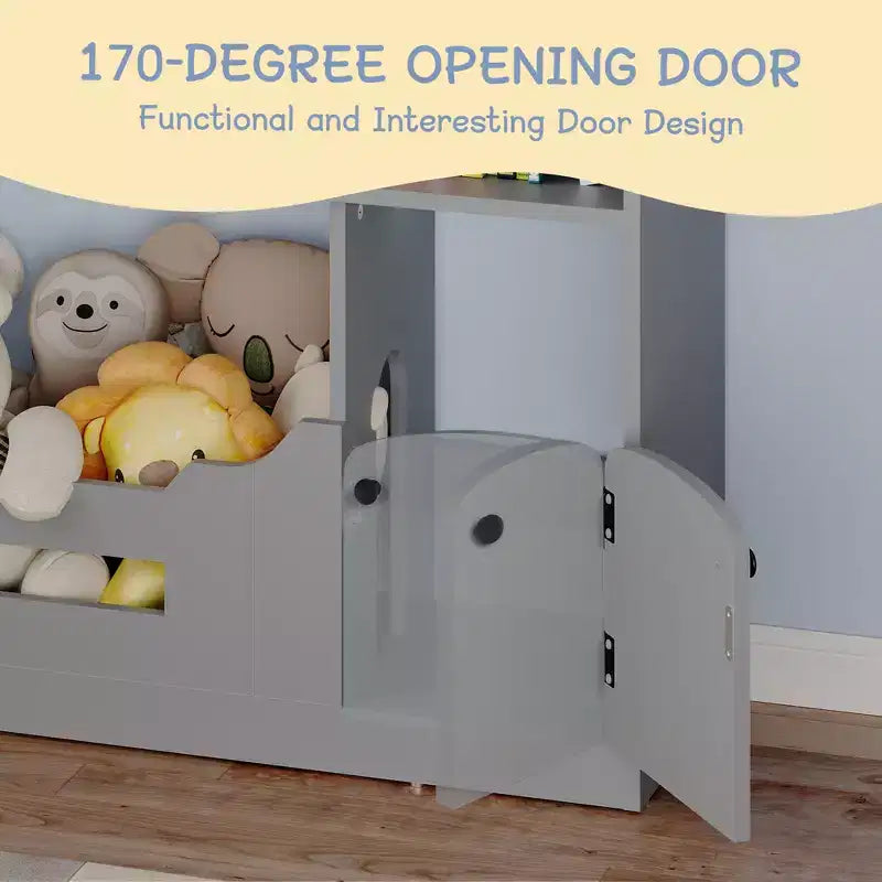Bibliothèque enfant à 2 étages avec lumière à détecteur de mouvement, organisateur de rangement pour jouets en forme de maison