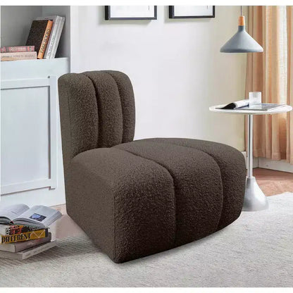 Fauteuil d'angle Arc Boucle en tissu, capitonnage à canaux, capacité de 136 kg, aucun assemblage requis