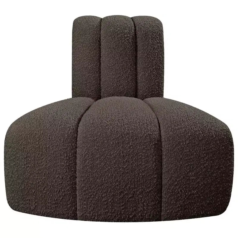 Fauteuil d'angle Arc Boucle en tissu, capitonnage à canaux, capacité de 136 kg, aucun assemblage requis