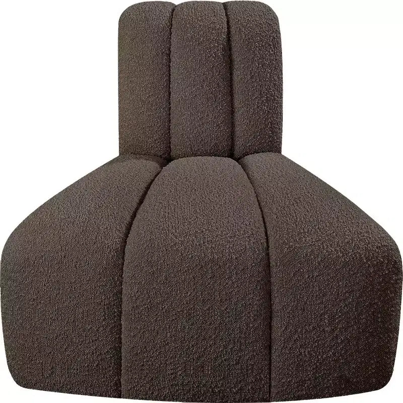Fauteuil d'angle Arc Boucle en tissu, capitonnage à canaux, capacité de 136 kg, aucun assemblage requis