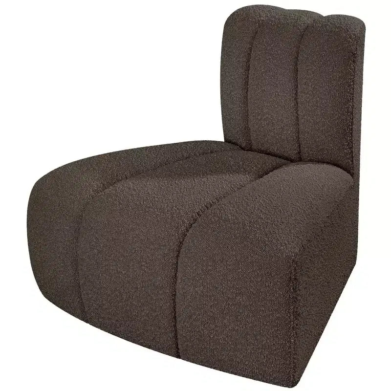 Fauteuil d'angle Arc Boucle en tissu, capitonnage à canaux, capacité de 136 kg, aucun assemblage requis