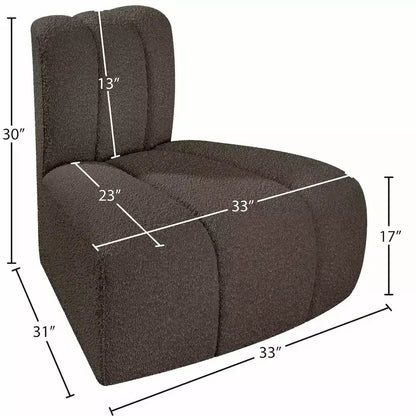Fauteuil d'angle Arc Boucle en tissu, capitonnage à canaux, capacité de 136 kg, aucun assemblage requis