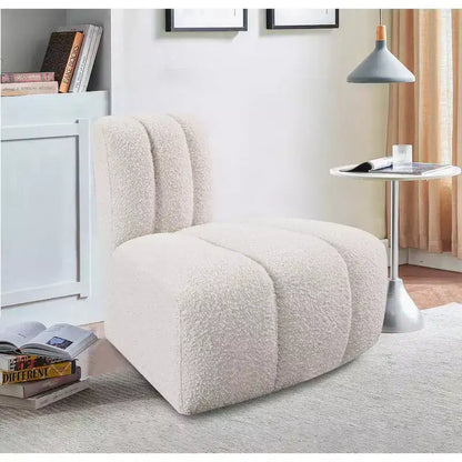 Fauteuil d'angle Arc Boucle en tissu, capitonnage à canaux, capacité de 136 kg, aucun assemblage requis