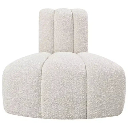 Fauteuil d'angle Arc Boucle en tissu, capitonnage à canaux, capacité de 136 kg, aucun assemblage requis