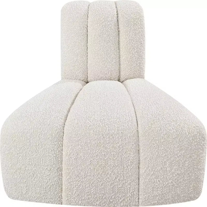 Fauteuil d'angle Arc Boucle en tissu, capitonnage à canaux, capacité de 136 kg, aucun assemblage requis