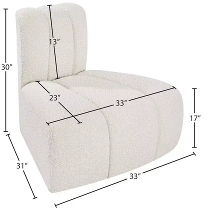 Fauteuil d'angle Arc Boucle en tissu, capitonnage à canaux, capacité de 136 kg, aucun assemblage requis