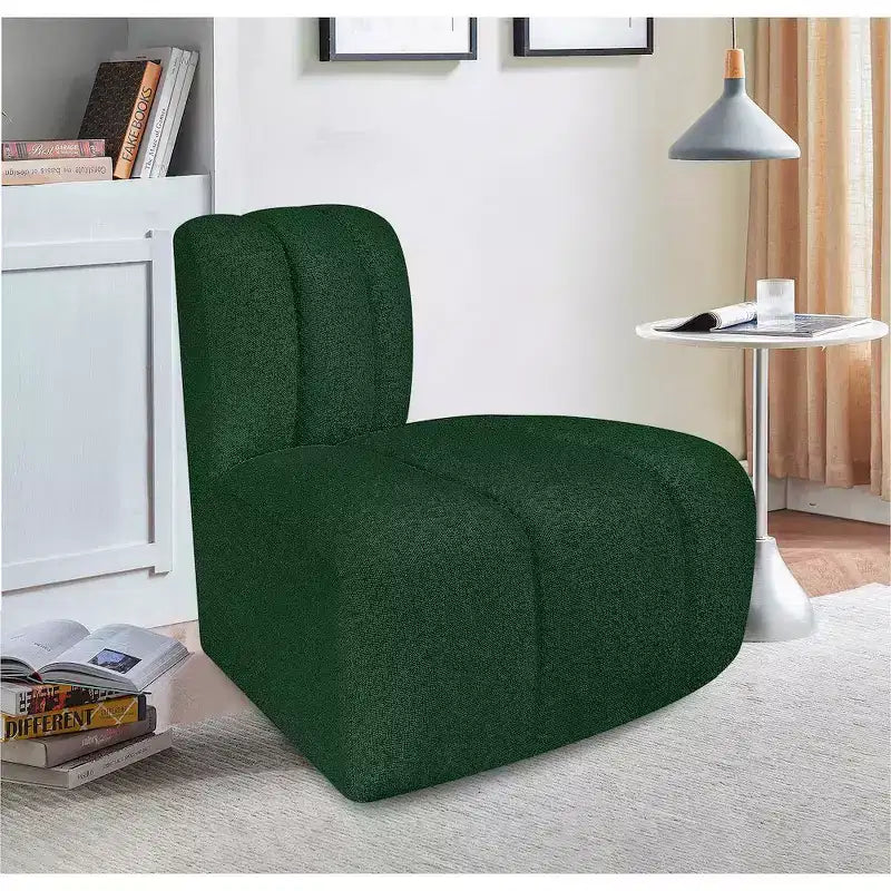 Fauteuil d'angle Arc Boucle en tissu, capitonnage à canaux, capacité de 136 kg, aucun assemblage requis