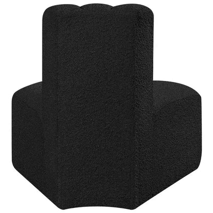 Fauteuil d'angle Arc Boucle en tissu, capitonnage à canaux, capacité de 136 kg, aucun assemblage requis