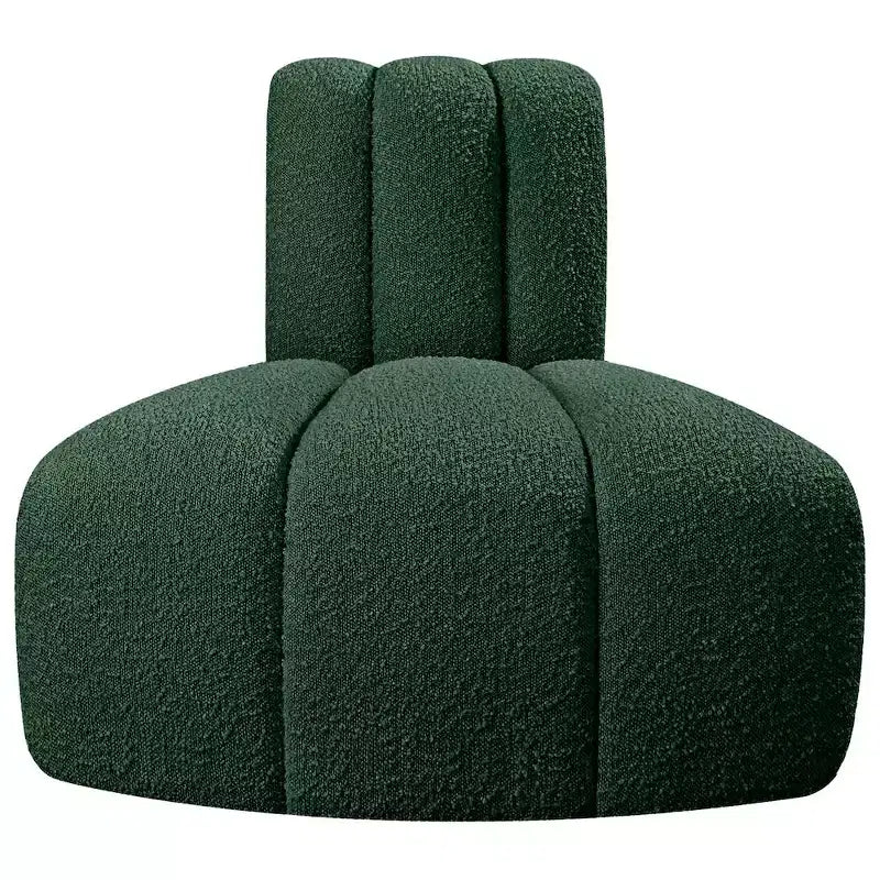 Fauteuil d'angle Arc Boucle en tissu, capitonnage à canaux, capacité de 136 kg, aucun assemblage requis