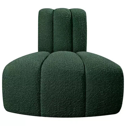 Fauteuil d'angle Arc Boucle en tissu, capitonnage à canaux, capacité de 136 kg, aucun assemblage requis