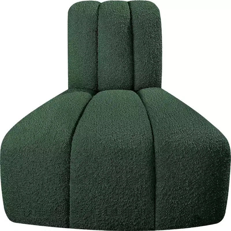 Fauteuil d'angle Arc Boucle en tissu, capitonnage à canaux, capacité de 136 kg, aucun assemblage requis