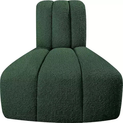 Fauteuil d'angle Arc Boucle en tissu, capitonnage à canaux, capacité de 136 kg, aucun assemblage requis