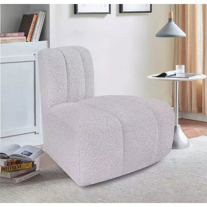 Fauteuil d'angle Arc Boucle en tissu, capitonnage à canaux, capacité de 136 kg, aucun assemblage requis