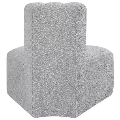 Fauteuil d'angle Arc Boucle en tissu, capitonnage à canaux, capacité de 136 kg, aucun assemblage requis