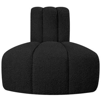 Fauteuil d'angle Arc Boucle en tissu, capitonnage à canaux, capacité de 136 kg, aucun assemblage requis