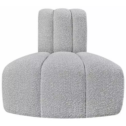 Fauteuil d'angle Arc Boucle en tissu, capitonnage à canaux, capacité de 136 kg, aucun assemblage requis