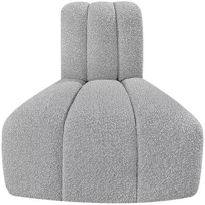 Fauteuil d'angle Arc Boucle en tissu, capitonnage à canaux, capacité de 136 kg, aucun assemblage requis