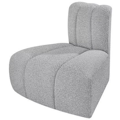 Fauteuil d'angle Arc Boucle en tissu, capitonnage à canaux, capacité de 136 kg, aucun assemblage requis