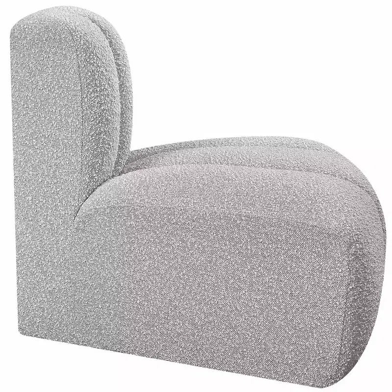 Fauteuil d'angle Arc Boucle en tissu, capitonnage à canaux, capacité de 136 kg, aucun assemblage requis