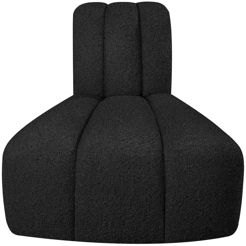 Fauteuil d'angle Arc Boucle en tissu, capitonnage à canaux, capacité de 136 kg, aucun assemblage requis