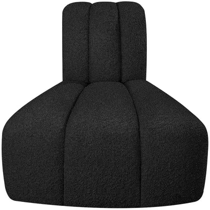 Fauteuil d'angle Arc Boucle en tissu, capitonnage à canaux, capacité de 136 kg, aucun assemblage requis