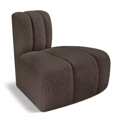 Fauteuil d'angle Arc Boucle en tissu, capitonnage à canaux, capacité de 136 kg, aucun assemblage requis