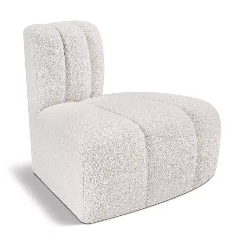 Fauteuil d'angle Arc Boucle en tissu, capitonnage à canaux, capacité de 136 kg, aucun assemblage requis