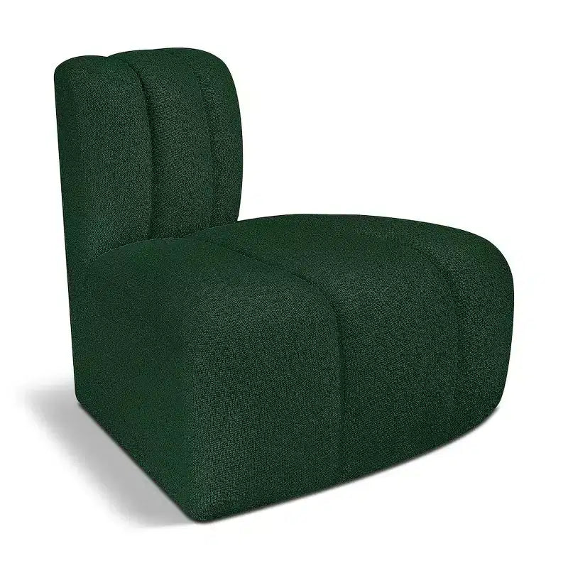 Fauteuil d'angle Arc Boucle en tissu, capitonnage à canaux, capacité de 136 kg, aucun assemblage requis