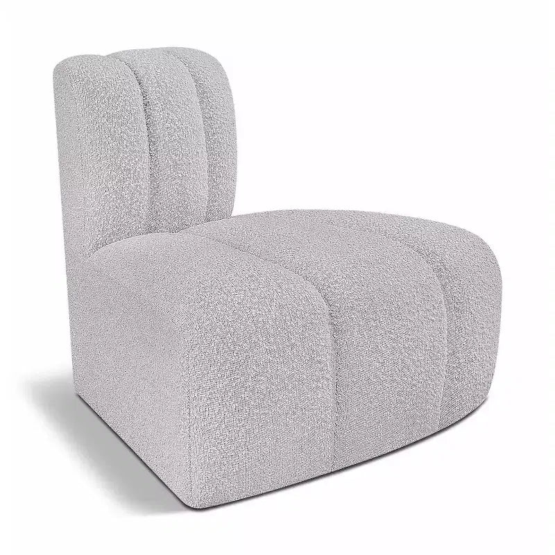 Fauteuil d'angle Arc Boucle en tissu, capitonnage à canaux, capacité de 136 kg, aucun assemblage requis