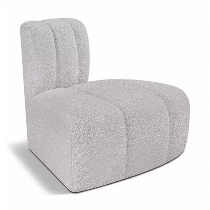 Fauteuil d'angle Arc Boucle en tissu, capitonnage à canaux, capacité de 136 kg, aucun assemblage requis