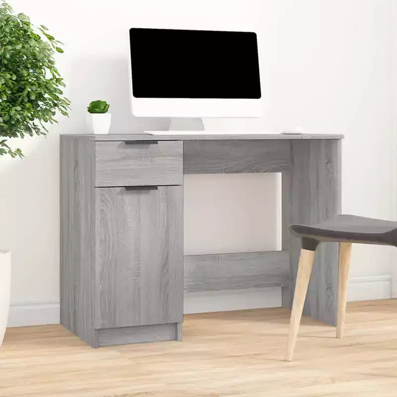 Bureau gris Sonoma en bois composite avec tiroir de rangement, 100 cm (L) x 50 cm (P) x 75 cm (H)