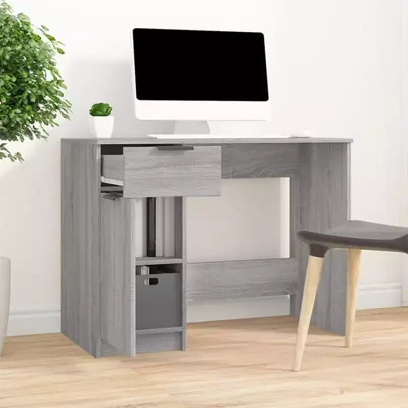 Bureau gris Sonoma en bois composite avec tiroir de rangement, 100 cm (L) x 50 cm (P) x 75 cm (H)