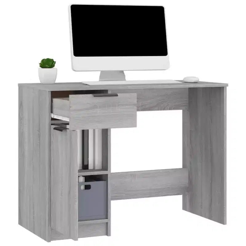 Bureau gris Sonoma en bois composite avec tiroir de rangement, 100 cm (L) x 50 cm (P) x 75 cm (H)
