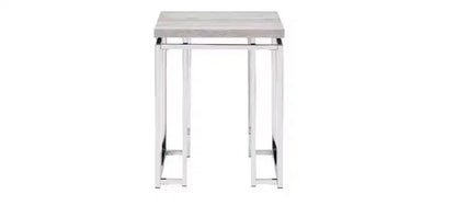 HomeRoots 24 Chrome And Natural Oak Manufactured Wood And Metal Square End Table