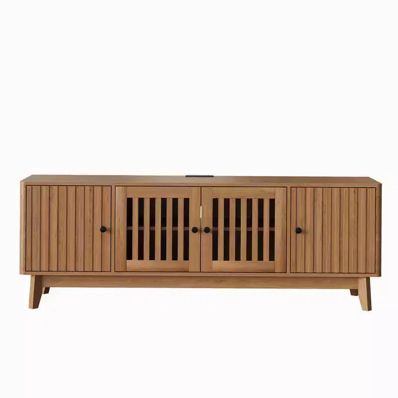 Meuble TV de 160 cm avec prises électriques, 4 portes, compatible avec les téléviseurs de 43 à 70 pouces