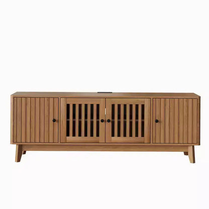 Meuble TV de 160 cm avec prises électriques, 4 portes, compatible avec les téléviseurs de 43 à 70 pouces
